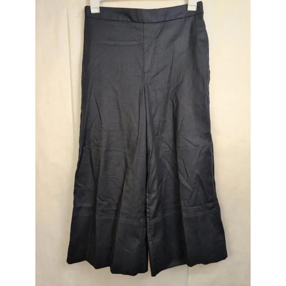 New Banana Republic linen wide leg cropped pants Black Size Sm Coastal Minimal